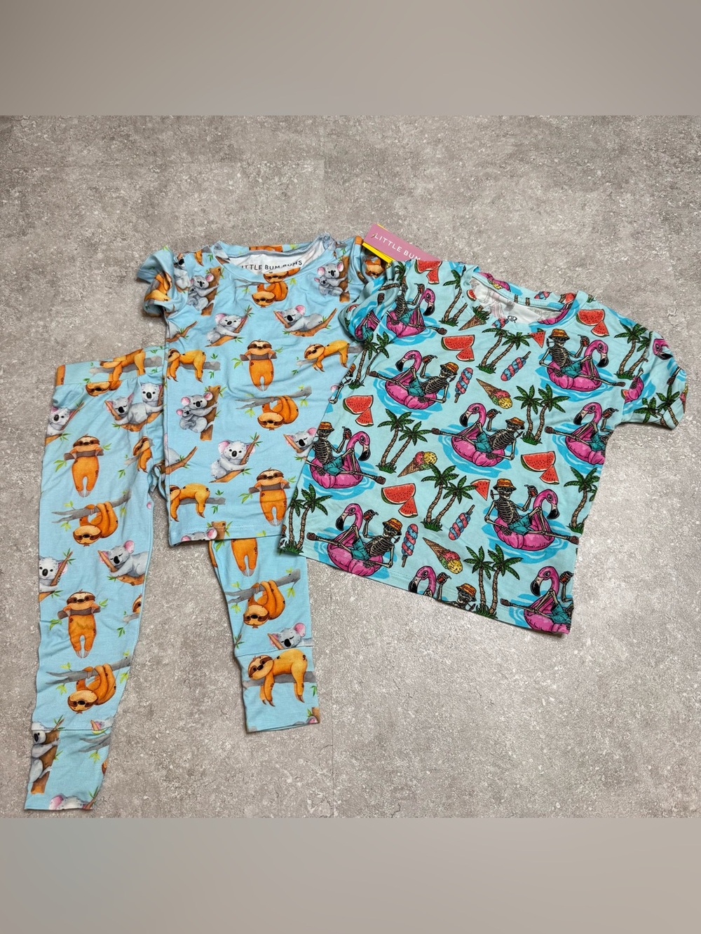 Little Bum Bums Bamboo Pajamas Koala Sloth Skeleton Vacation Mode size 2T new